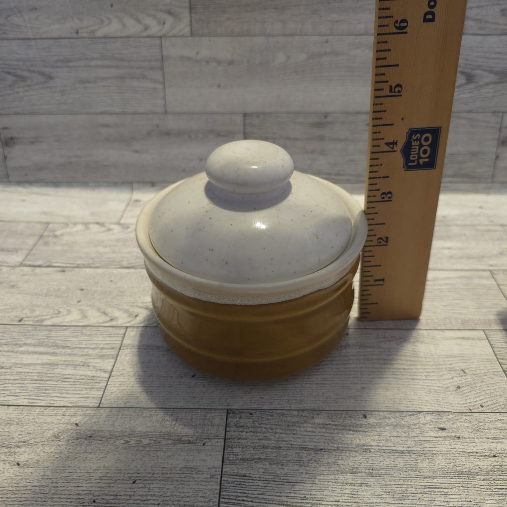 Vtg Imperial Stoneware Sugar Bowl with Lid And Creamer Speckled Brown And White - Picture 9 of 10